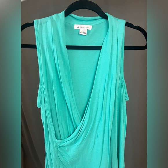 Liz Claiborne Turquoise Sleeveless Shirt. Size Large - Picture 2 of 3